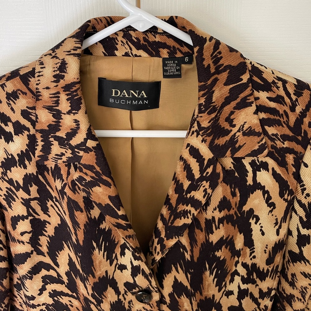 Vintage Dana Buchman Tiger Print Long Coat